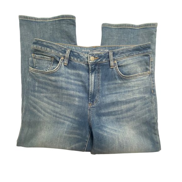 Chicos 2R High Rise Straight Leg Crop Jeans Size 12 Med Wash Denim Womens Casual - Picture 4 of 10